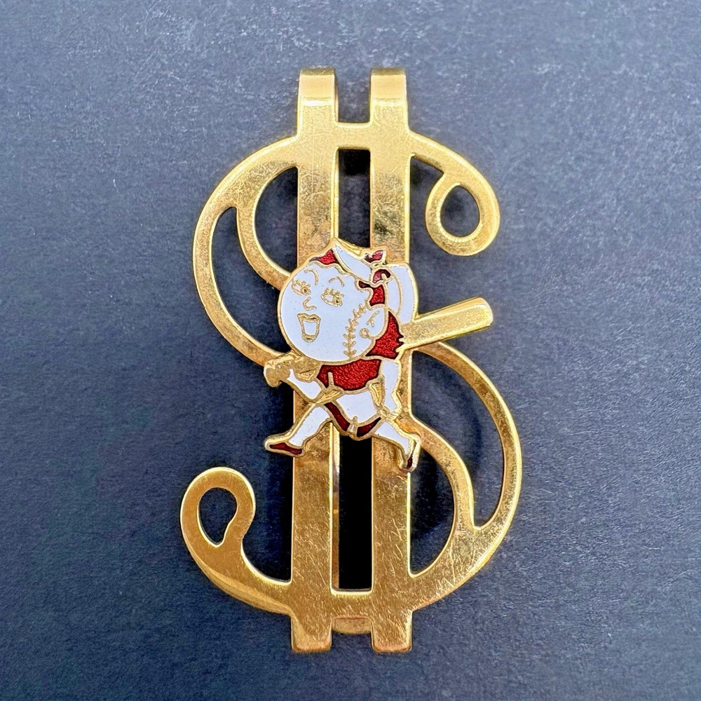 Vintage Cincinnati Reds Rosie Reds Enamel Money Clip 1/20 12K Gold Filled